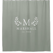Grüne moderne, elegante Floral Monogram-Familie Na Duschvorhang (Vorderseite)