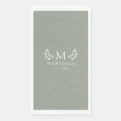 Grüne moderne, elegante Floral Monogram-Familie Na Serviette (Vorderseite)