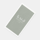 Grüne moderne, elegante Floral Monogram-Familie Na Serviette (Ecke)
