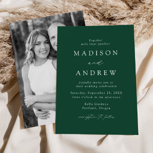 Grüne moderne Eleganz Foto-Hochzeit Einladung