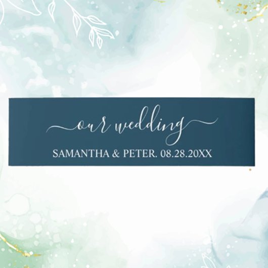 Grüne, moderne, entspannte Hochzeit Einladungsbanderole