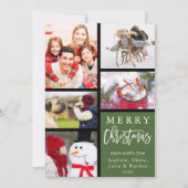 Grüne Moderne frohe Weihnachtsfoto Collage Feiertagskarte (Vorderseite)