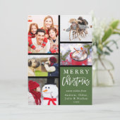 Grüne Moderne frohe Weihnachtsfoto Collage Feiertagskarte (Stehend Vorderseite)
