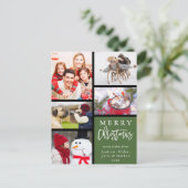 Grüne Moderne frohe Weihnachtsfoto Collage Feiertagspostkarte (Stehend Vorderseite)