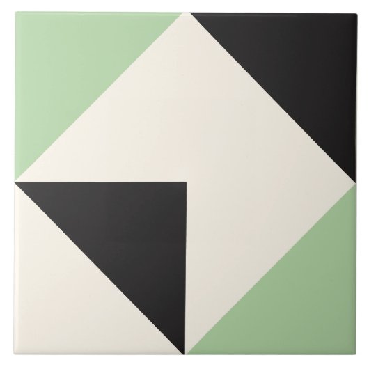 Grüne moderne geometrische Form Muster Fliese (Vorderseite)