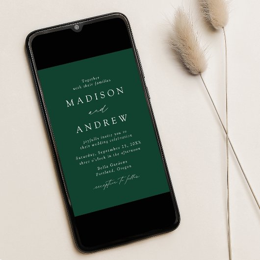 Grüne Moderne Hochzeit Einladung