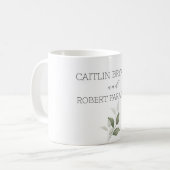 Grüne Moderne Hochzeit Kaffeetasse (Vorderseite Links)