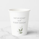 Grüne Moderne Hochzeit Pappbecher (Vorderseite)