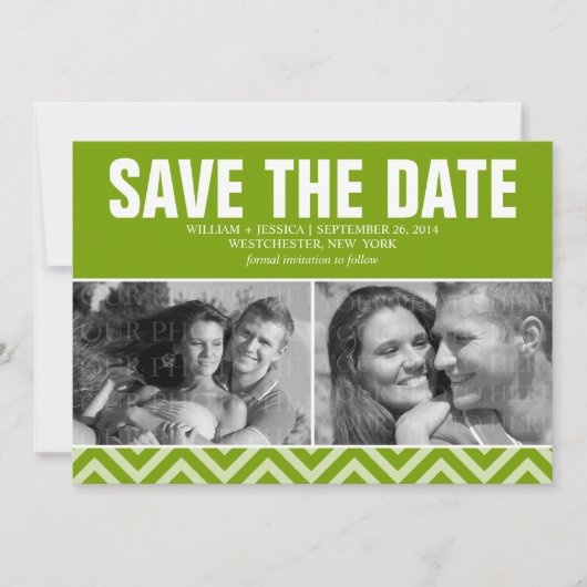 Grüne moderne Hochzeit rettet das Datum Save The Date (Vorderseite)