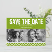 Grüne moderne Hochzeit rettet das Datum Save The Date (Stehend Vorderseite)