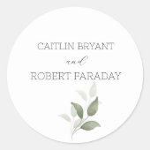 Grüne Moderne Hochzeit Runder Aufkleber (Vorderseite)