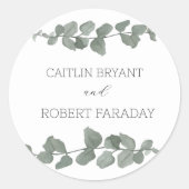 Grüne Moderne Hochzeit Runder Aufkleber (Vorderseite)