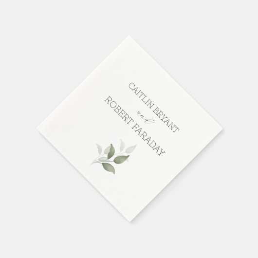 Grüne Moderne Hochzeit Serviette (Ecke)