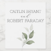 Grüne Moderne Hochzeit Weinetikett (Einzelnes Label)