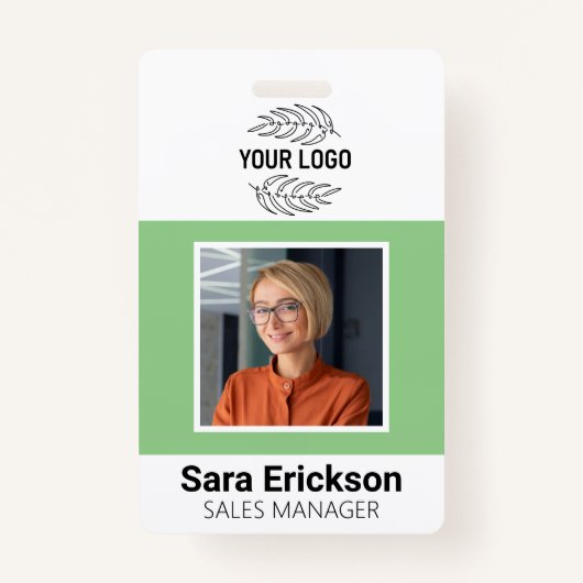 Grüne moderne ID Card Business Mitarbeiter QR Ausweis (Vorderseite)