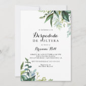 Grüne Moderne Kalligrafie Spanisches Brautparty Einladung (Vorderseite)