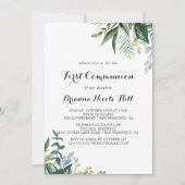 Grüne Moderne Kalligraphie Erste Kommunion Einladung (Vorderseite)