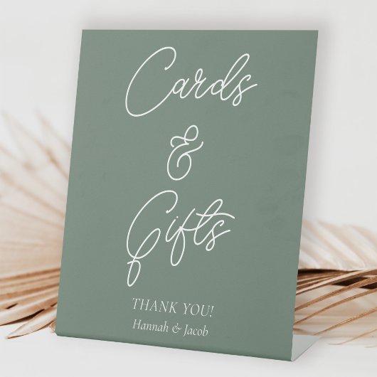 Grüne moderne Karten und Geschenke Hochzeit Sockelschild