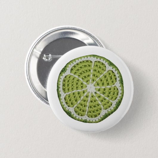 Grüne Moderne Minimal Frische Crochet Limone Slice Button (Vorne & Hinten)
