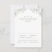 Grüne, moderne minimale botanische Mahlzeit RSVP Karte (Vorderseite)