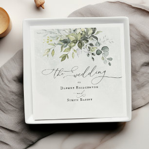 Grüne Moderne Minimalistische Hochzeit Serviette