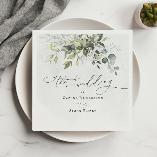 Grüne Moderne Minimalistische Hochzeit Serviette