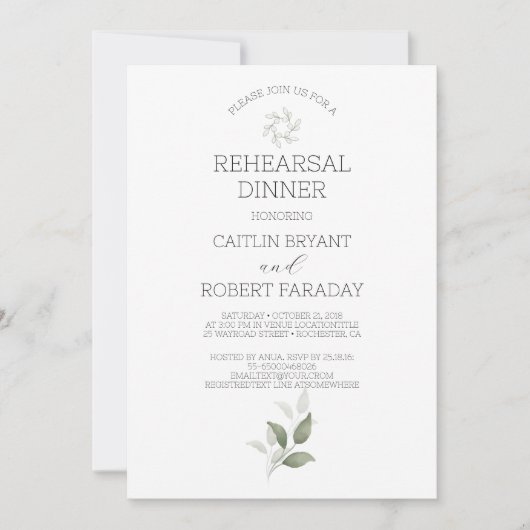 Grüne Moderne Probe Abendessen Einladung (Vorderseite)