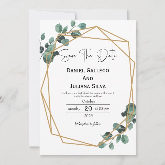 Grüne Moderne Save the Date Einladung (Vorderseite)
