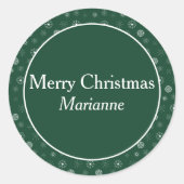 Grüne moderne Schneeflocken Frohe Weihnachten Runder Aufkleber (Vorderseite)