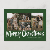 Grüne moderne Schrift Fünf Foto frohe Weihnachten (Vorderseite)