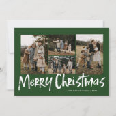 Grüne moderne Schrift Fünf Foto frohe Weihnachten (Vorderseite)