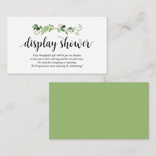 Grüne, moderne schwarze Schrift, Display-Dusche Begleitkarte (Vorne/Hinten)