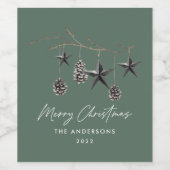 Grüne, moderne Skandinavien Weihnachten Weinetikett (Einzelnes Label)