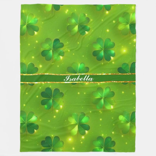 Grüne moderne St Patrick's Day Clover Collection Fleecedecke (Vorderseite)