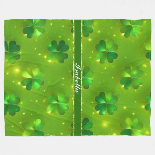 Grüne moderne St Patrick's Day Clover Collection Fleecedecke (Vorderseite (Horizontal))