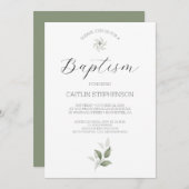 Grüne Moderne Taufe Einladung (Vorne/Hinten)