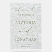 Grüne Moderne und elegante Blumenhochzeit Willkomm Acrylschild (Vorderseite)