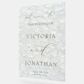 Grüne Moderne und elegante Blumenhochzeit Willkomm Acrylschild (Winkel)