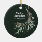 Grüne, moderne und elegante botanische Keramik Keramik Ornament (Vorne)