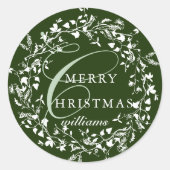 Grüne Moderne Wildblume Boho Weihnachten Runder Aufkleber (Vorderseite)