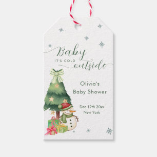 Grüne moderne Winter-Schneemann-Baby-Party Geschenkanhänger