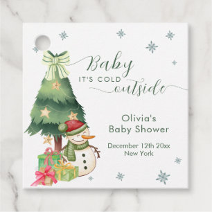 Grüne moderne Winter-Schneemann-Baby-Party Geschenkanhänger