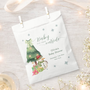 Grüne moderne Winter-Schneemann-Baby-Party Geschenktütchen