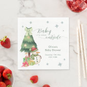 Grüne moderne Winter-Schneemann-Baby-Party Serviette (Beispiel)