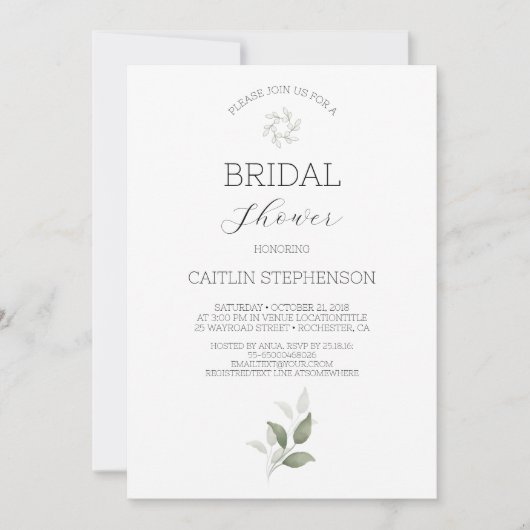 Grüne Modernes Brautparty Einladung (Vorderseite)