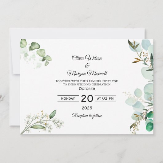 Grüne Modernes Foto Save the Date Einladung (Rückseite)