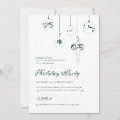 Grüne Mongram Bauble Ornamente für Feiertage Einladung (Vorderseite)