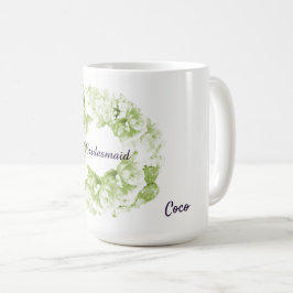 Grüne monochrome Wreath Bridesmaid Kaffeemaschine  Kaffeetasse