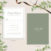 Grüne Monografie-Script-Border-Hochzeit RSVP Karte
