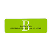 Grüne Monogramm-B-Rücksendeadressen-Aufkleber (Vorne)